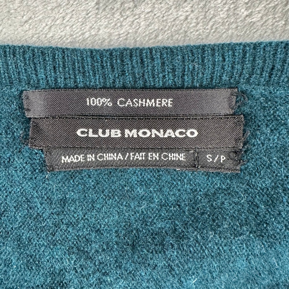 Club Monaco Cashmere Sweater Women Small Green V-Neck Minimalist Preppy Academia - Picture 4 of 7